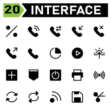 User interface icon set include percent, discount, offer, sale, user interfac Stock Illustration