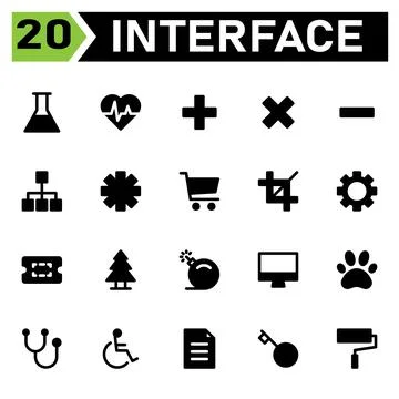 User interface icon set include flask, chemical, laboratory, lab, user interf Stock Illustration