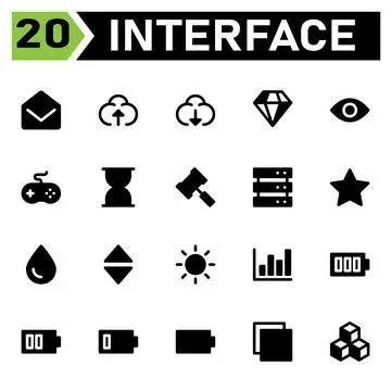 User interface icon set include message, envelope, letter, mail, user interfa Stock Illustration