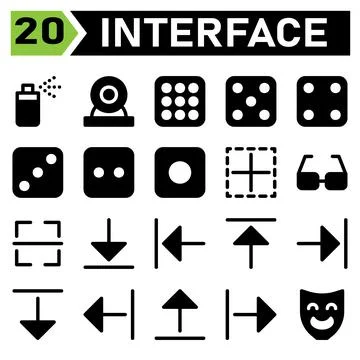 User interface icon set include spray, can, aerosol, bottle, user interface,  Illustrazione stock