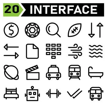 User interface icon set include dollar, money, value, symbol, sign, user inte Stock Illustration