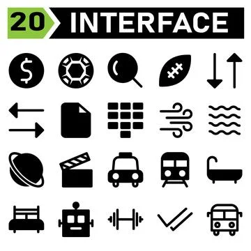 User interface icon set include dollar, money, value, symbol, sign, user inte Stock Illustration