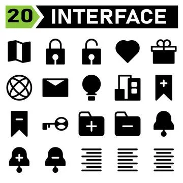 User interface icon set include map, location, guide, direction, user interfa Stock Illustration