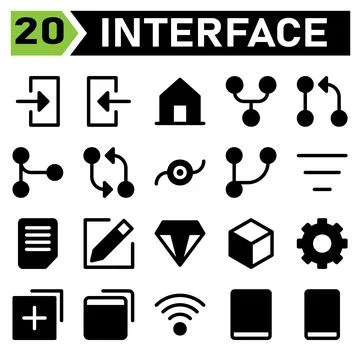 User interface icon set include log, in, account, access, enter, user interfa Ilustración de archivo