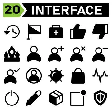 User interface icon set include history, browsing, arrows, time, user interfa Stock Illustration
