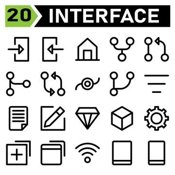 User interface icon set include log, in, account, access, enter, user interfa 库存插图