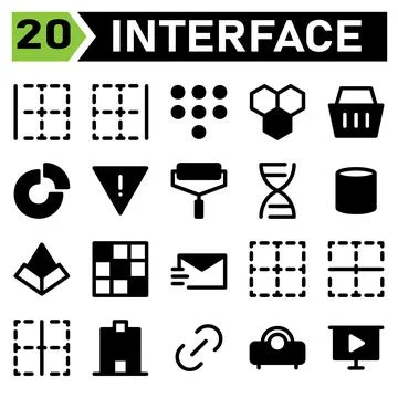 User interface icon set include left, border, cell, table, spreadsheet, user  Stock Illustration