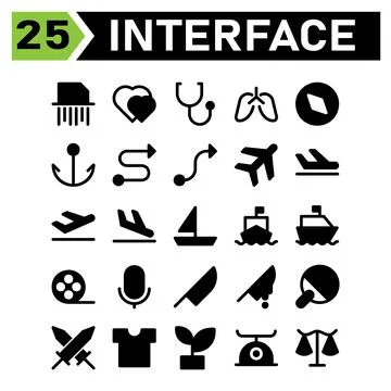 User interface icon set include file, shred, pepper, delete, user interface, Stock Illustration