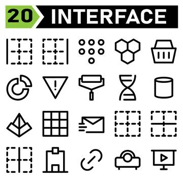 User interface icon set include left, border, cell, table, spreadsheet, user  Stock Illustration