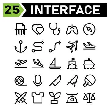 User interface icon set include file, shred, pepper, delete, user interface, Stock Illustration