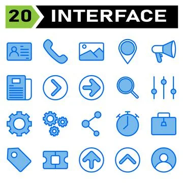 User interface icon set include id card, pass, identity, card, id, photo, pho Stock Illustration
