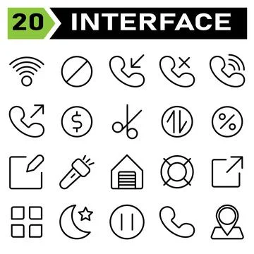 User interface icon set include connection, internet, signal, block, ban, sto イラスト素材
