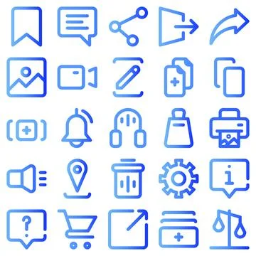 User Interface Icon Set Line Gradient Illustrazione stock