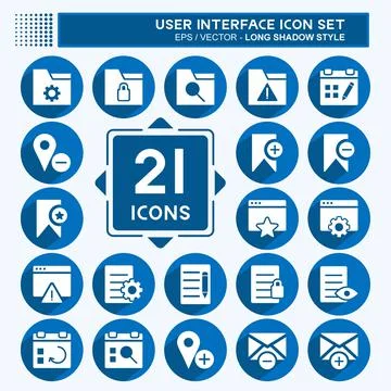 User Interface Icon Set. suitable for Web Interface symbol. long shadow style Stockillustratie