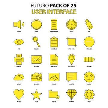 User Interface  Icon Set. Yellow Futuro Latest Design icon Pack Illustrazione stock