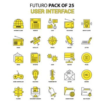 User Interface  Icon Set. Yellow Futuro Latest Design icon Pack Illustrazione stock