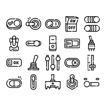 User interface icons of buttons and switches Stock Illustration