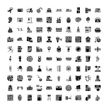 User interface icons for miscellaneous objects and activities Stock Illustration