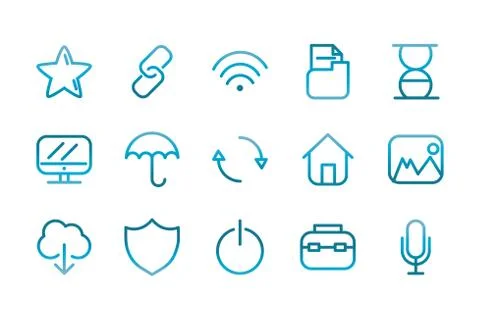 User interface icons set blue gradient 스톡 일러스트