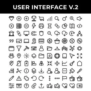 User interface icons set include diamond,pause,plus,achievement,shopping,cros Stock Illustration