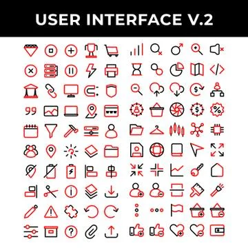 User interface icons set include diamond,pause,plus,achievement,shopping,cros Stock-Illustration