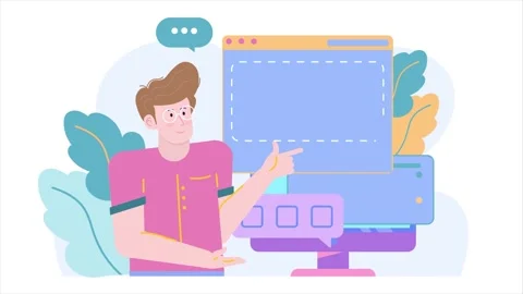 User interface interaction with character displaying digital options Stock Footage 292850948