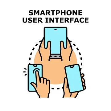 User interface interaction with mobile devices concept Stock Illustration