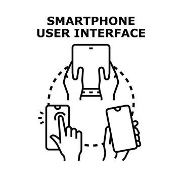 User interface interaction with mobile devices concept Stock Illustration