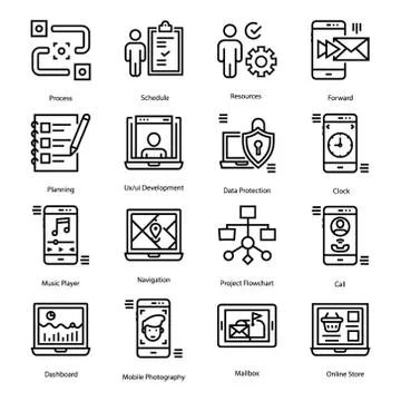 User Interface Line Icons Pack Иллюстрация