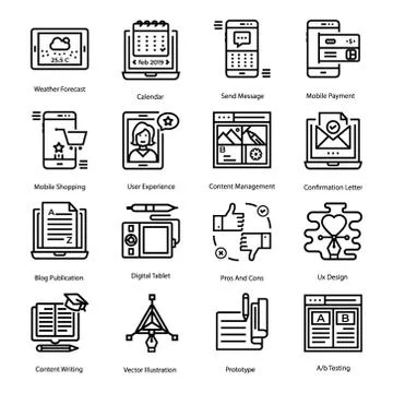 User Interface Line Icons Set Stock Illustration