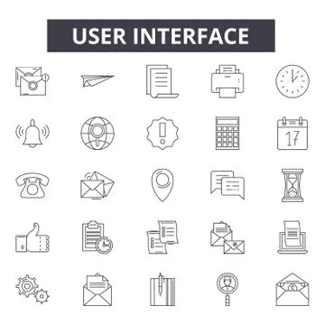 User interface line icons, signs, vector set, linear concept, outline Stock Illustration