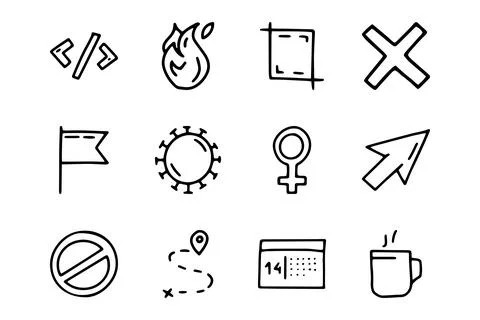User interface line vector doodle simple icon set 스톡 일러스트
