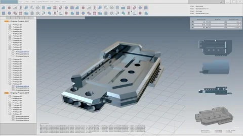 User Interface Mock-up: 3D Metallic Model of the Industrial Mechanism. Stock Footage 90453045