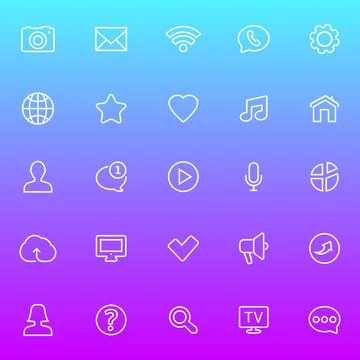 User interface modern line icon set on gradient background Stock Illustration