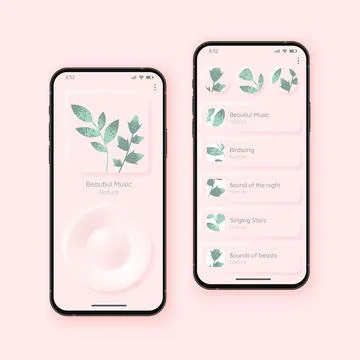 User Interface for Music App. Screen Mockup. Music Player Application. Floristic Stock Illustration