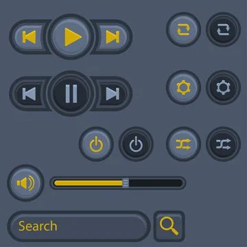 User interface music button design. three dimensions technology design Illustrazione stock