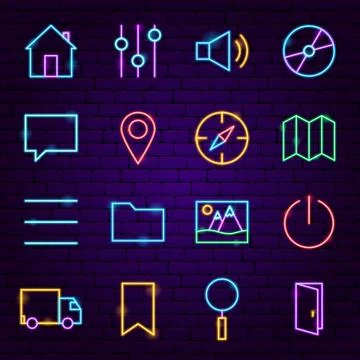 User Interface Neon Icons Illustrazione stock