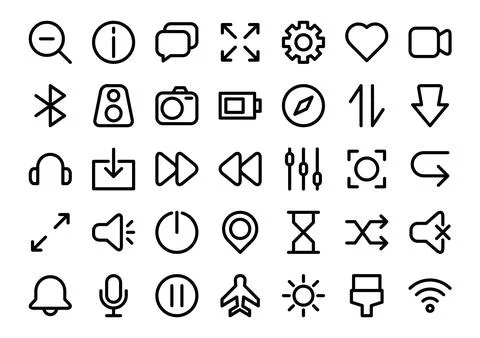 User interface outline color icons set.Vector illustration. Stock Illustration