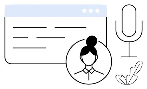 User Interface with Profile Icon, Microphone, and Leaf for Communication or.. 스톡 일러스트
