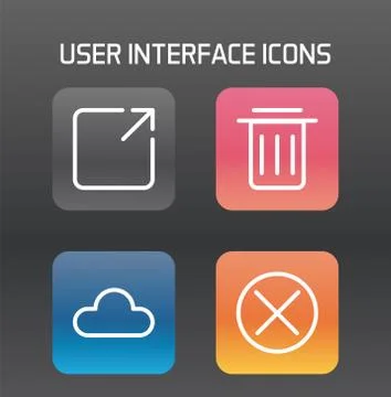User interface set block gradient style icons Stock Illustration
