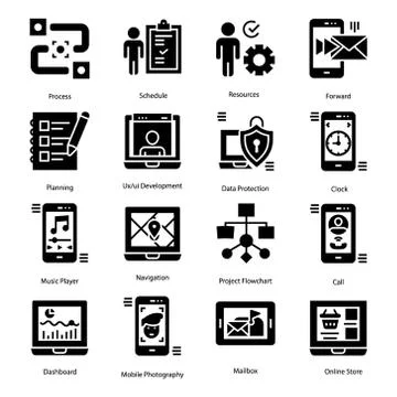 User Interface Solid Icons Pack Illustrazione stock