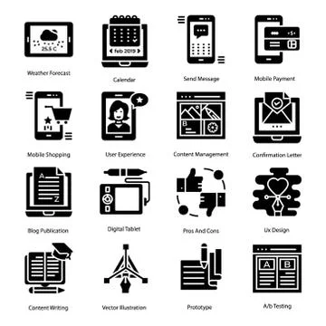 User Interface Solid Icons Set Illustrazione stock