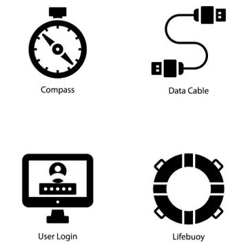 User Interface Solid Icons Set 库存插图