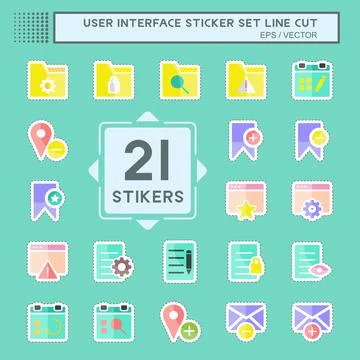 User Interface Sticker line cut Set. suitable for Web Interface symbol. simpl Ilustración de archivo