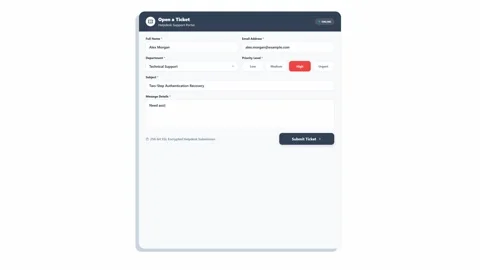 User interface for submitting a customer support ticket online. 4K Stock Footage 345495587