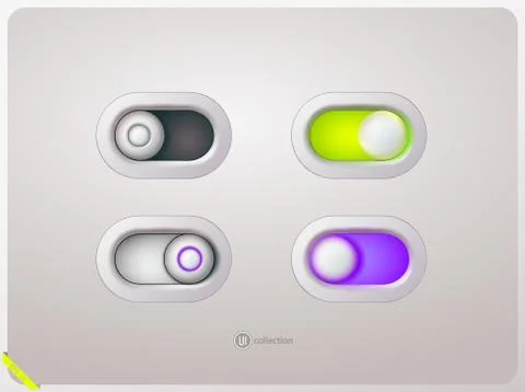 User interface switch in the on and off position. Realistic style. Vector Stock Illustration