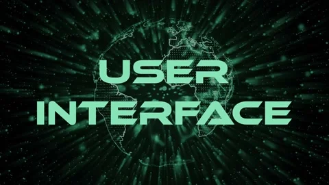 User interface text concept on si-fi particles background. particles animation Stock Footage 235397351