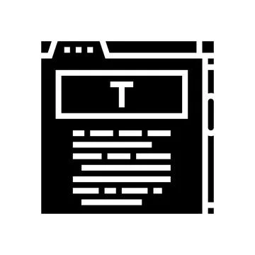 User interface text technical writer glyph icon vector illustration Illustrazione stock