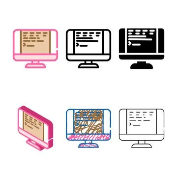 User interface text technical writer color icon stylized vector Stock Illustration