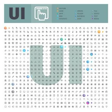 User Interface Thematic Collection of Line Icons Stock Illustration